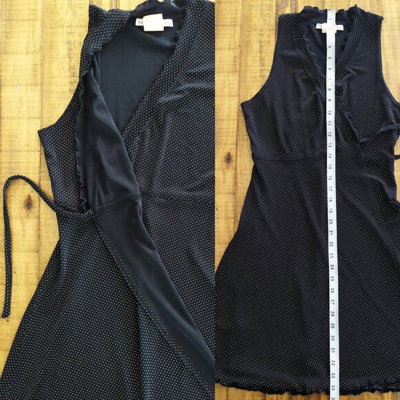 Y2K Vintage Jonathan Martin Black and White Polka Dot Wrap Dress - Size 7 - Picture 5 of 7